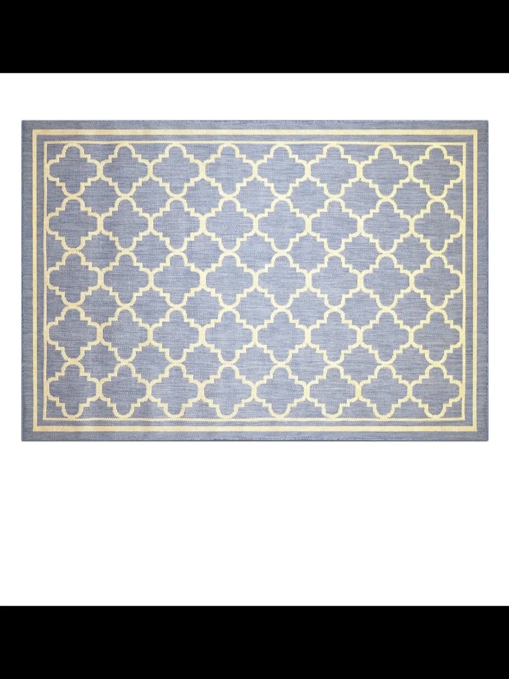 NWT Outdoor/Indoor Blue and Cream Geometric Area Rug 47